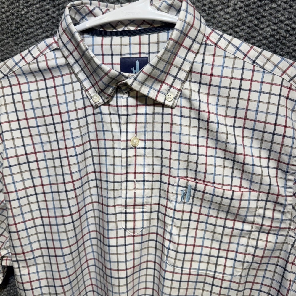Johnnie-O Prep-Performance Mens Small Short Sleeve Tattersall Check Polo Shirt